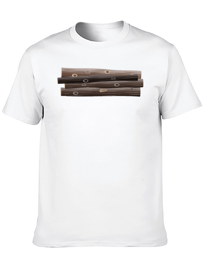Stacked Logs Graphic Print Black T-Shirt for Men