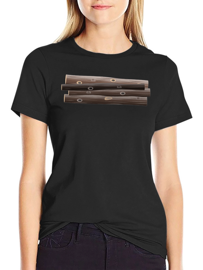 Stacked Logs Graphic Print Black T-Shirt for Men