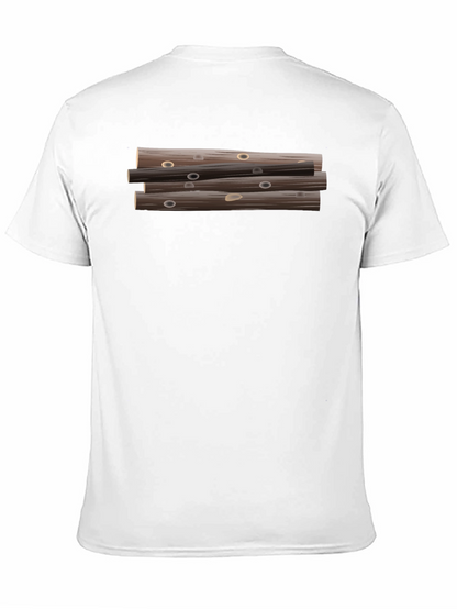 Stacked Logs Graphic Print Black T-Shirt for Men