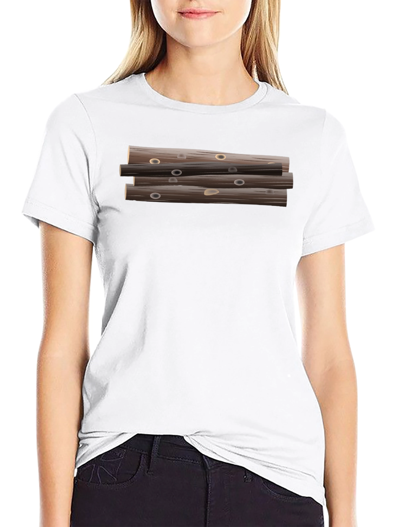 Stacked Logs Graphic Print Black T-Shirt for Men