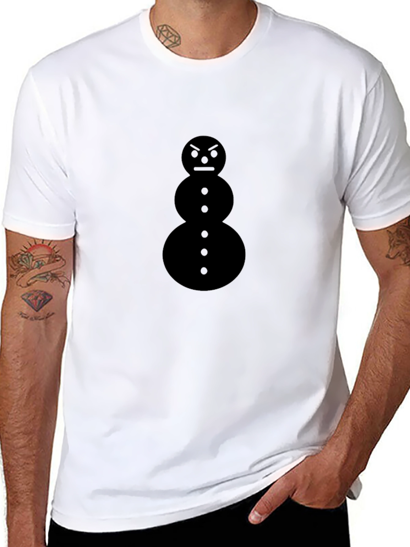 Grumpy Snowman Black T-Shirt - Mens Graphic Tee