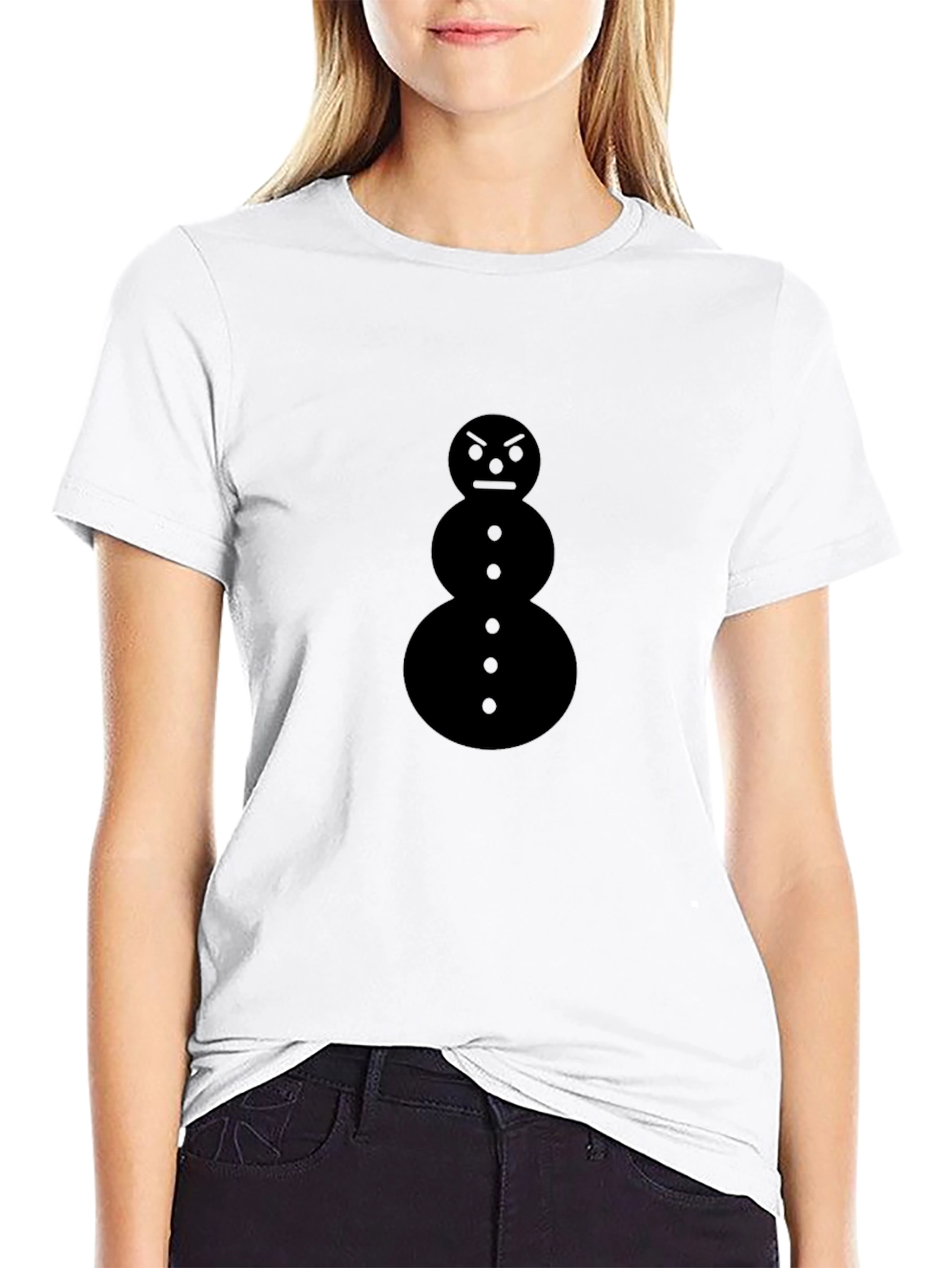 Grumpy Snowman Black T-Shirt - Mens Graphic Tee