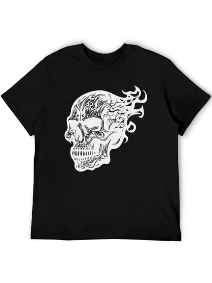 Skull Graphic Print T-Shirt - Black