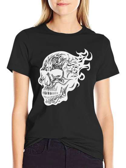 Skull Graphic Print T-Shirt - Black