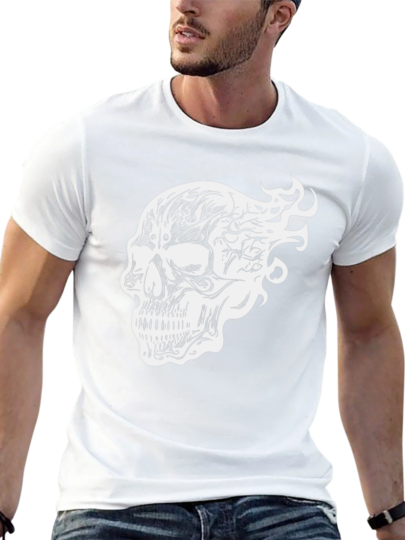 Skull Graphic Print T-Shirt - Black