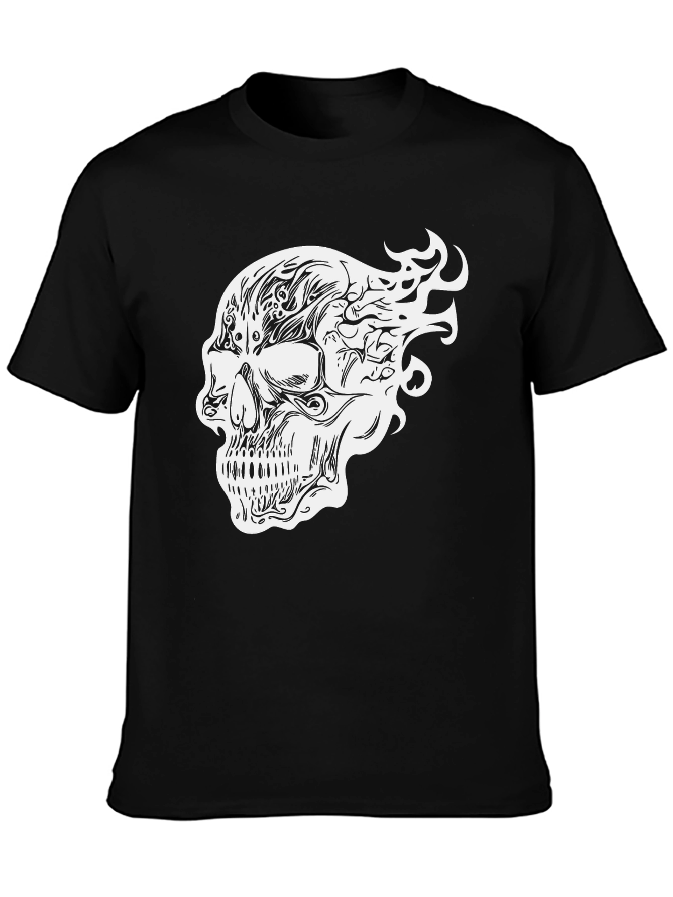 Skull Graphic Print T-Shirt - Black