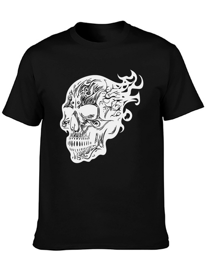 Skull Graphic Print T-Shirt - Black