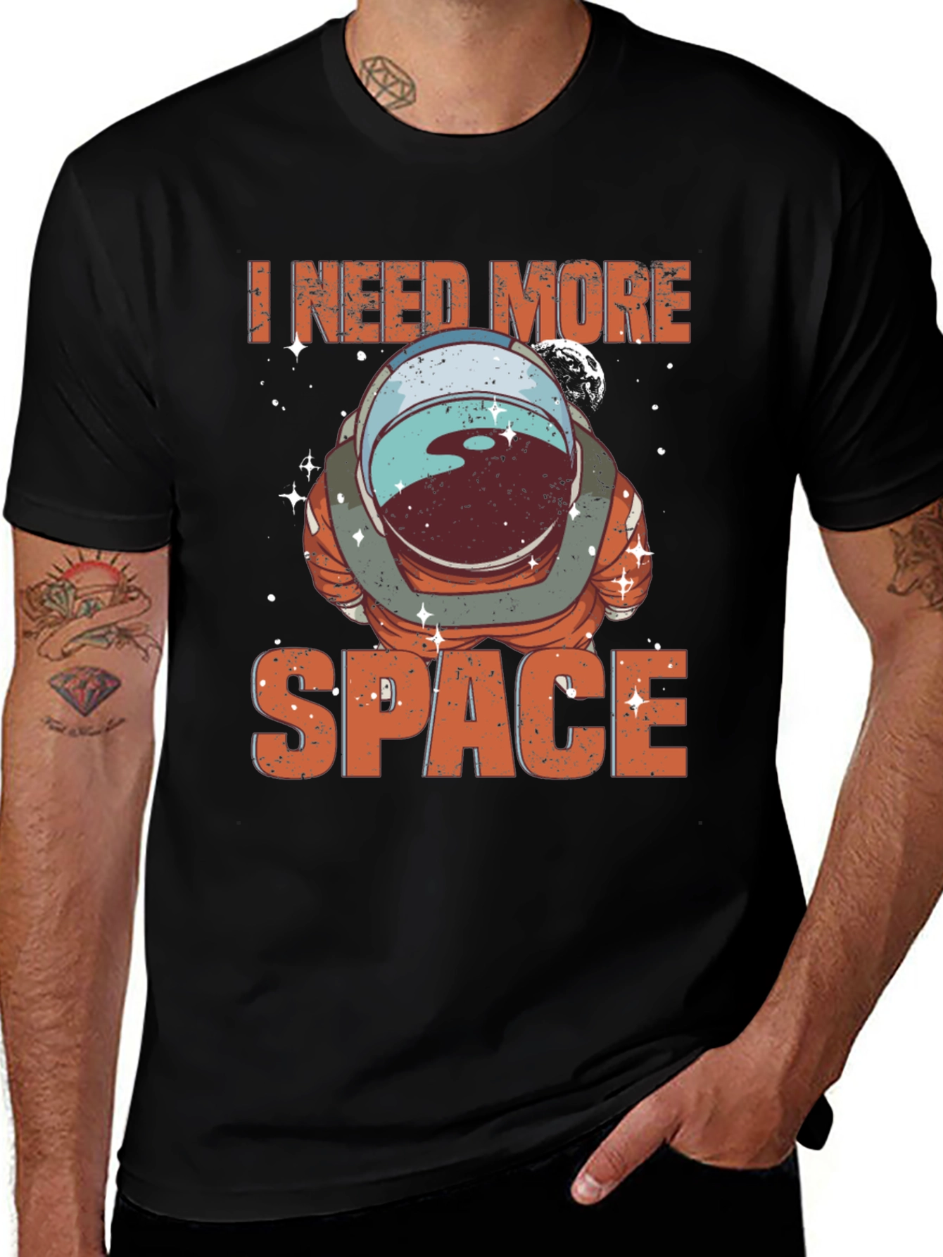 I Need More Space Astronaut T-Shirt - Black