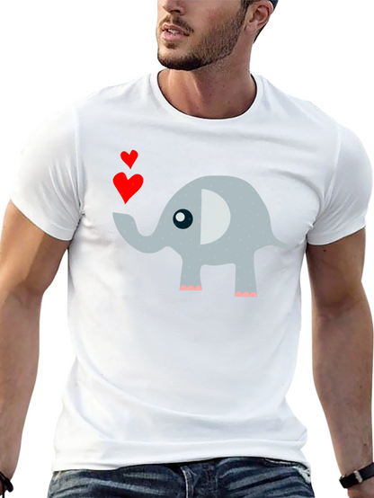 Elephant Love Mens T-Shirt Cute Animal Tee