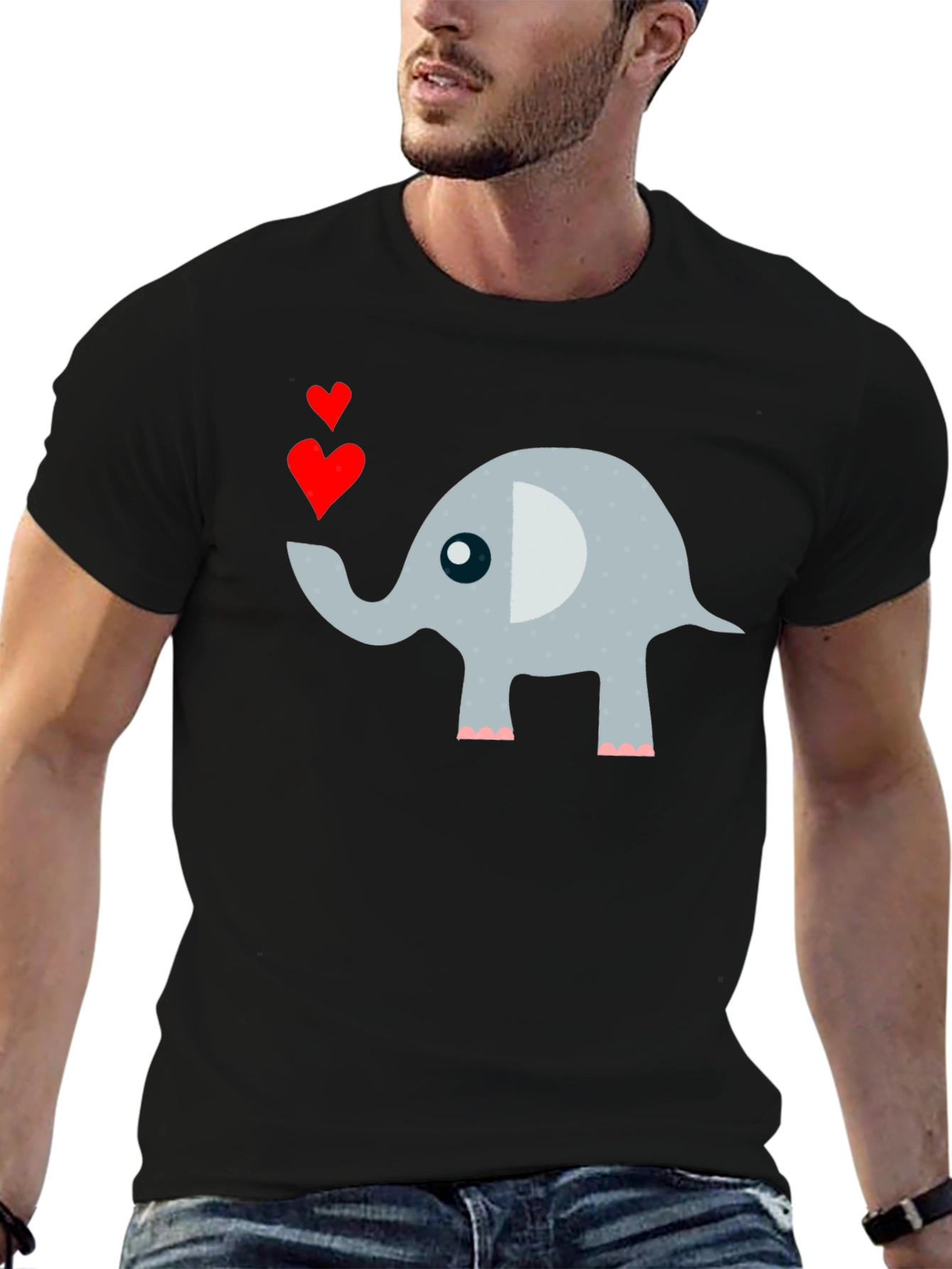 Elephant Love Mens T-Shirt Cute Animal Tee