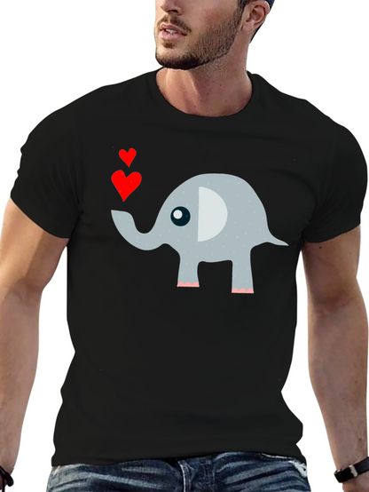 Elephant Love Mens T-Shirt Cute Animal Tee