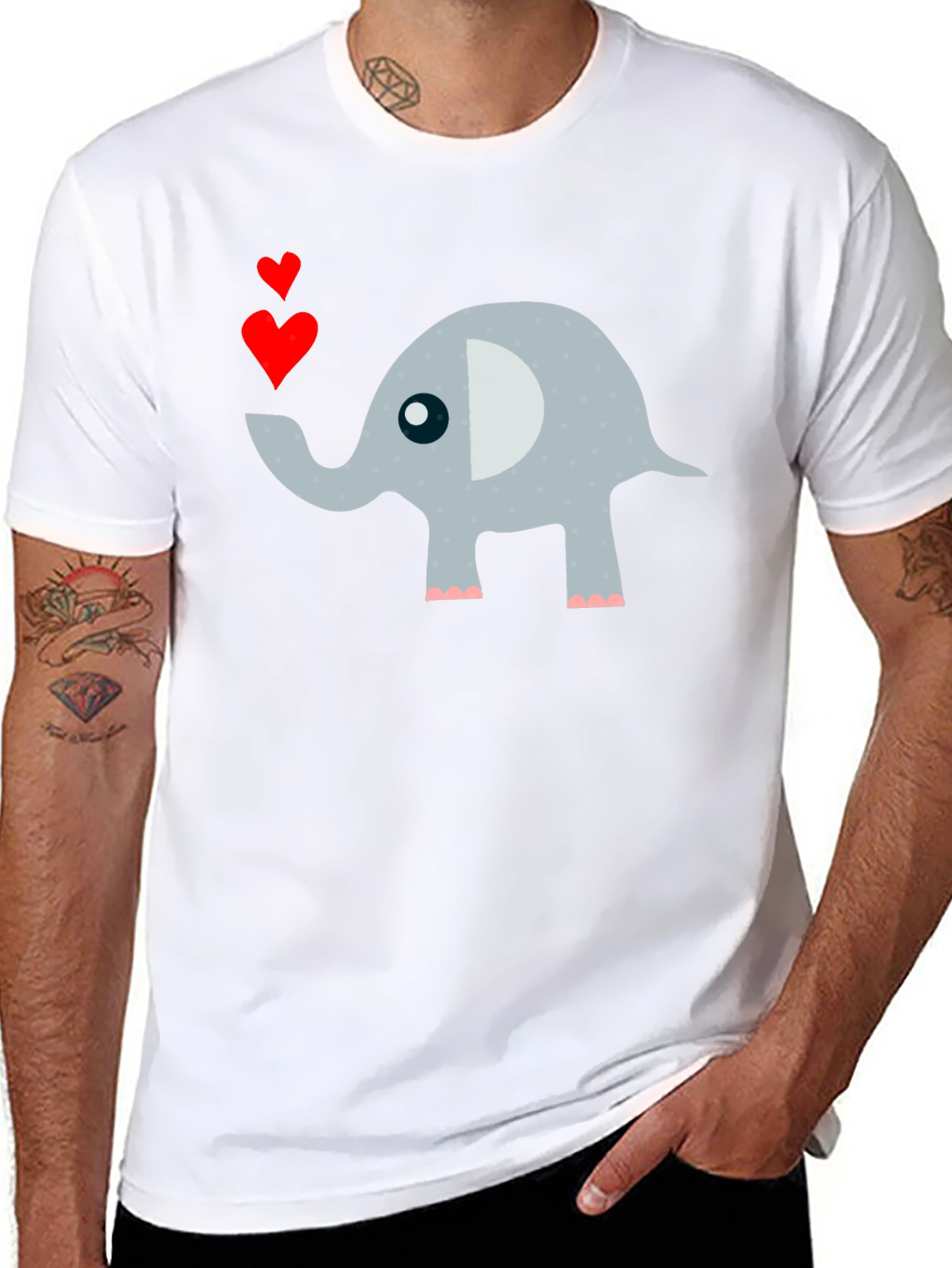 Elephant Love Mens T-Shirt Cute Animal Tee
