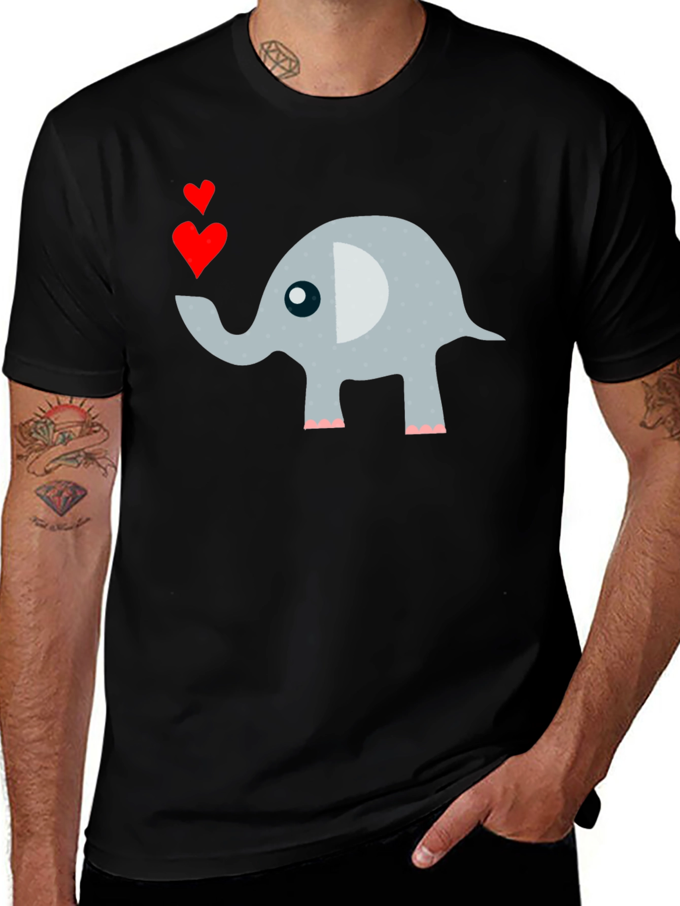 Elephant Love Mens T-Shirt Cute Animal Tee