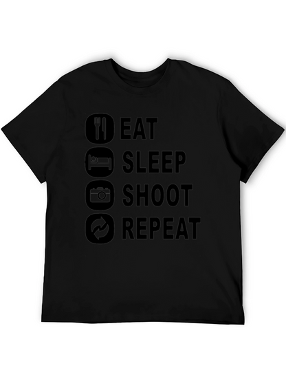 Eat Sleep Shoot Repeat Black Graphic Tee