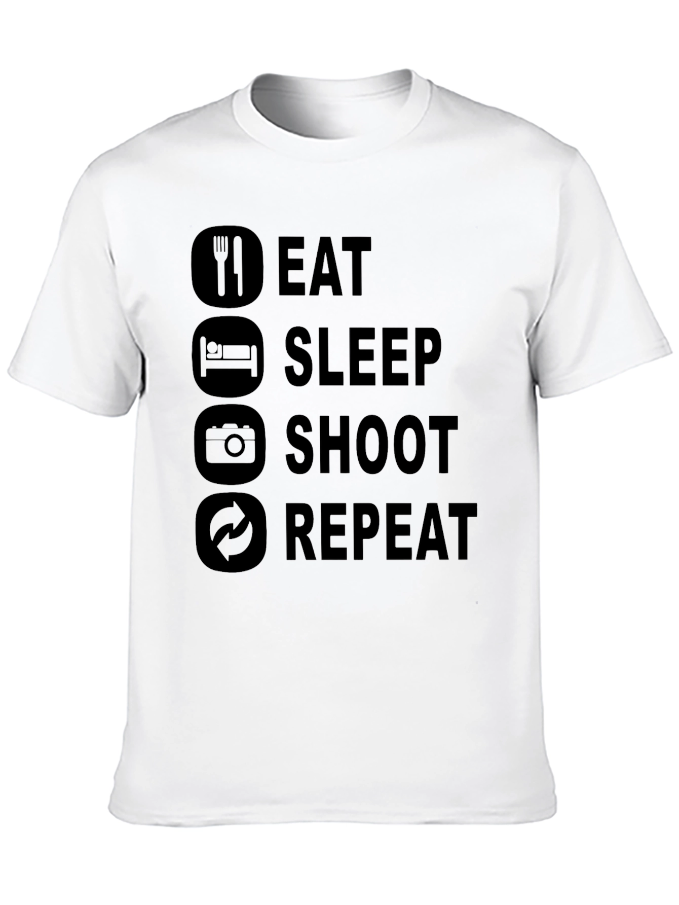 Eat Sleep Shoot Repeat Black Graphic Tee