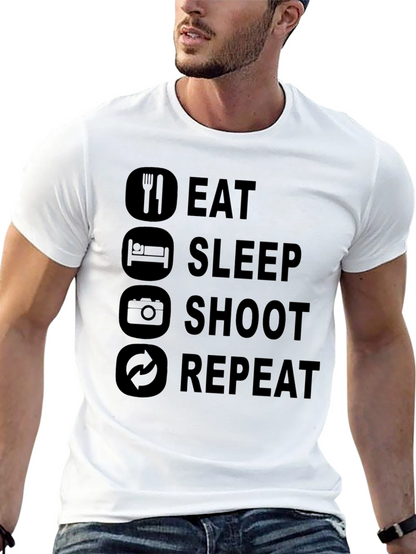 Eat Sleep Shoot Repeat Black Graphic Tee