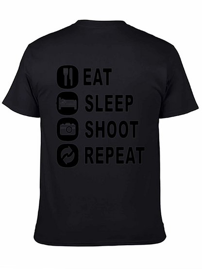 Eat Sleep Shoot Repeat Black Graphic Tee