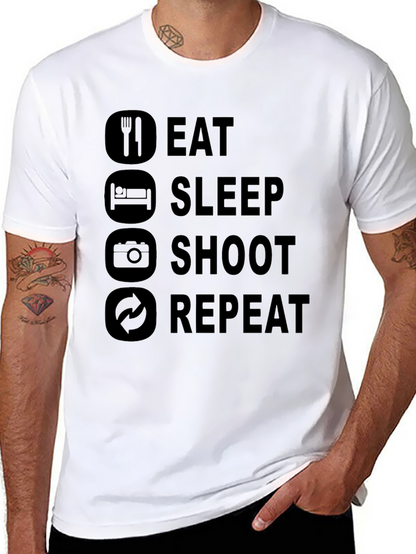 Eat Sleep Shoot Repeat Black Graphic Tee