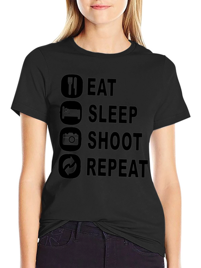 Eat Sleep Shoot Repeat Black Graphic Tee
