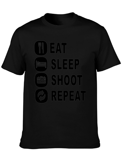 Eat Sleep Shoot Repeat Black Graphic Tee