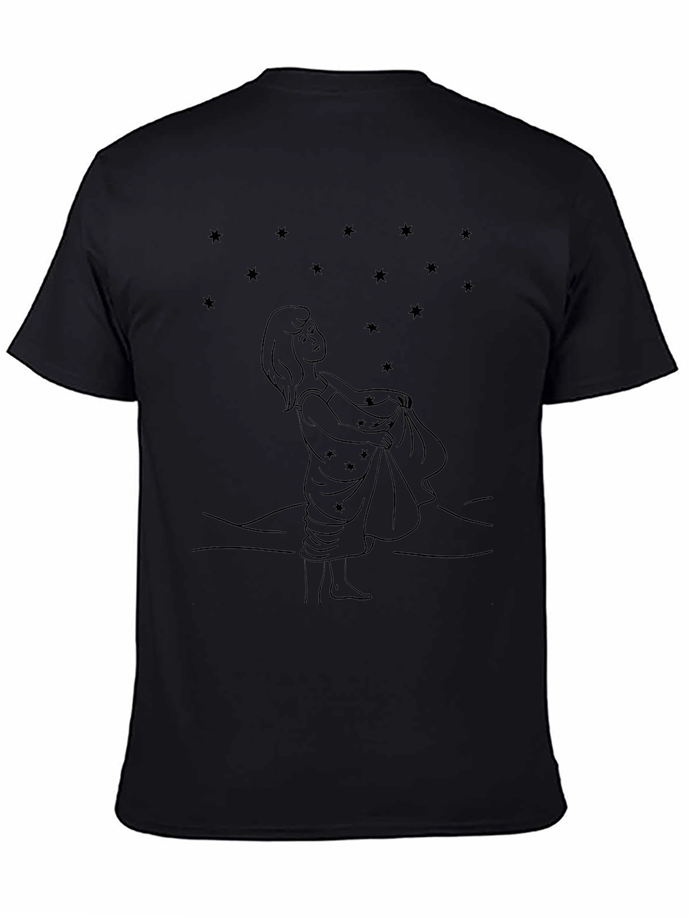 Starry Night Girl Black Tee