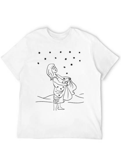 Starry Night Girl Black Tee