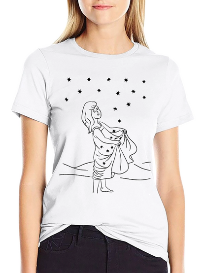 Starry Night Girl Black Tee