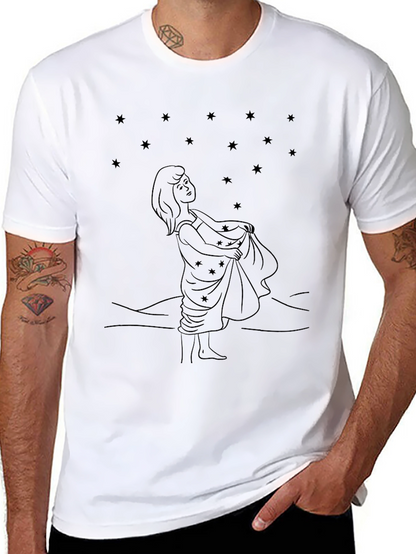 Starry Night Girl Black Tee