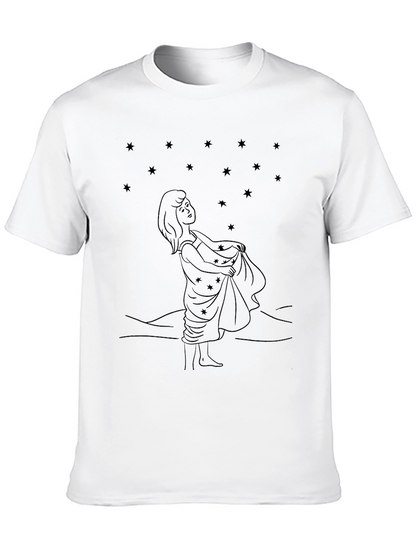 Starry Night Girl Black Tee