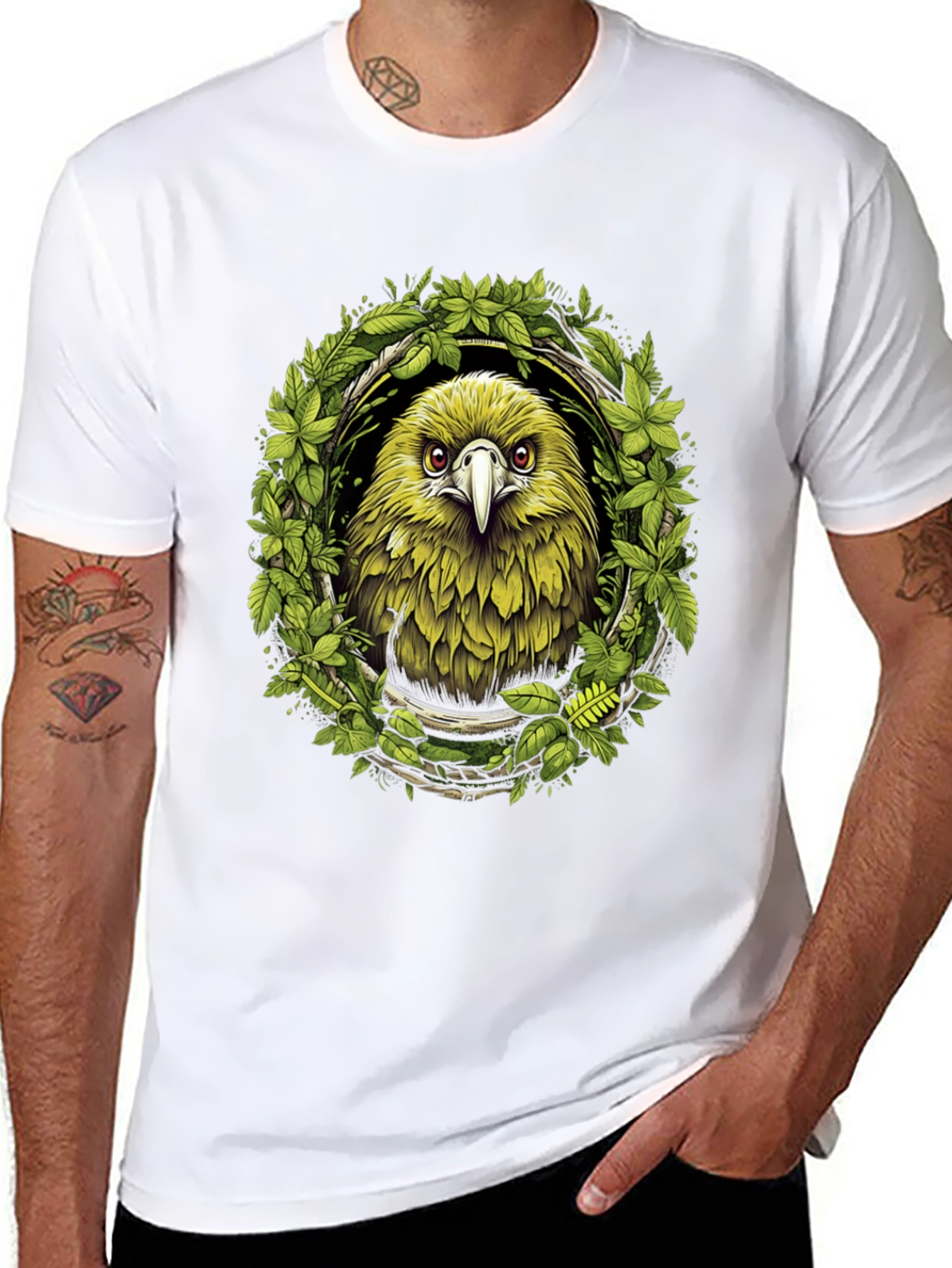 Eagle Wreath Graphic Tee - Nature Inspired Bird Shirt