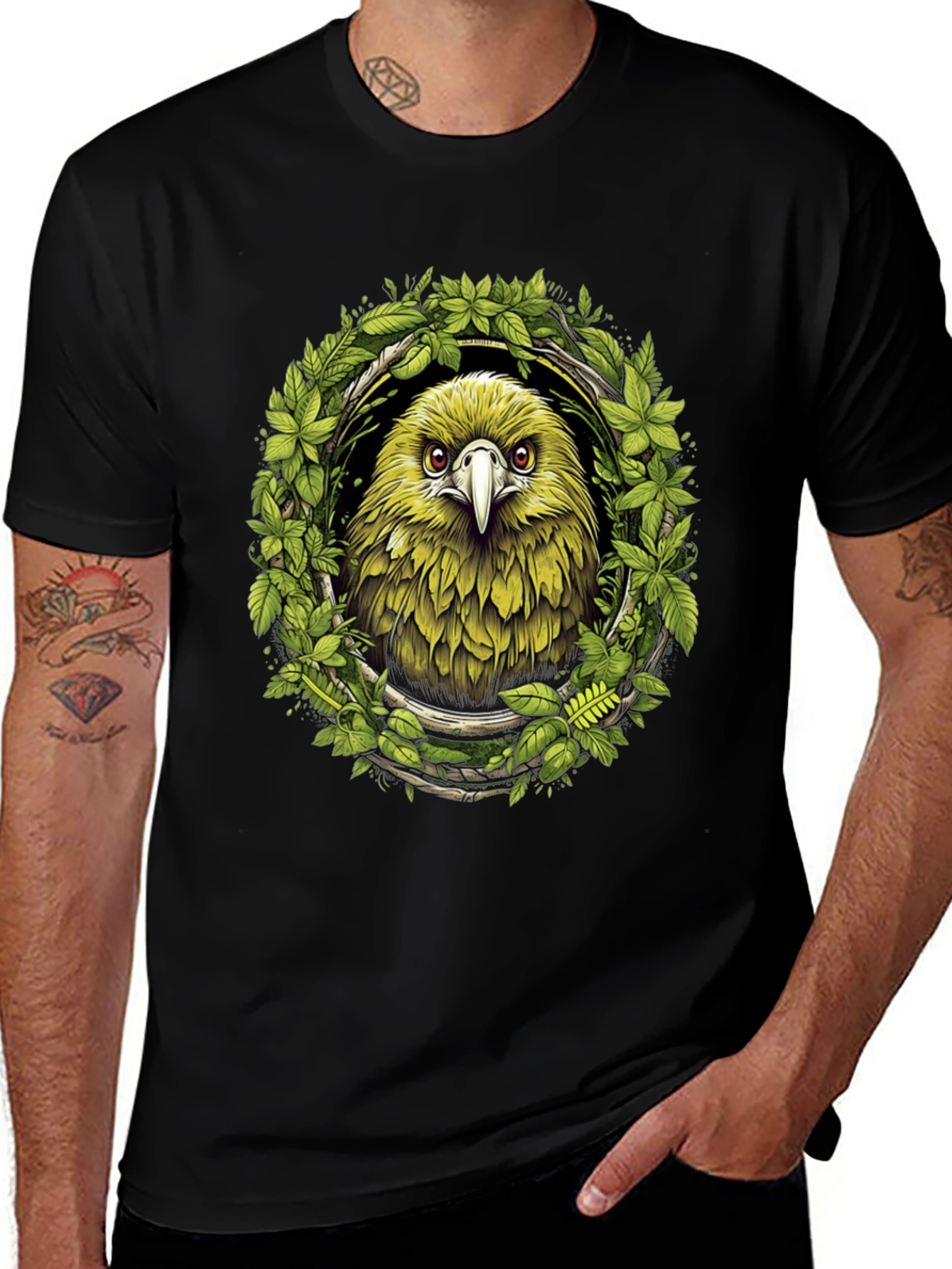 Eagle Wreath Graphic Tee - Nature Inspired Bird Shirt