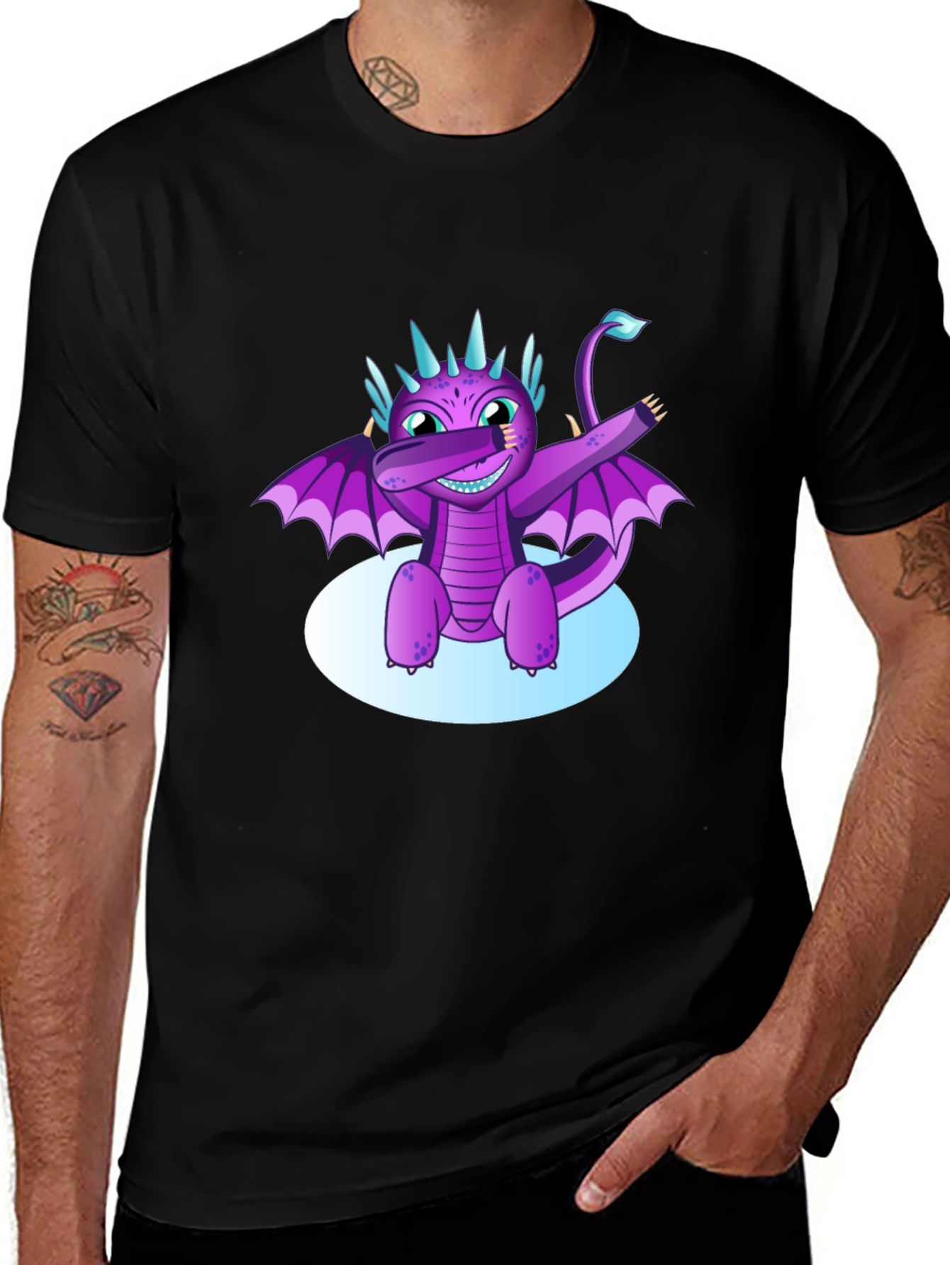 Dabbing Dragon Graphic Tee - Cool Black T-Shirt