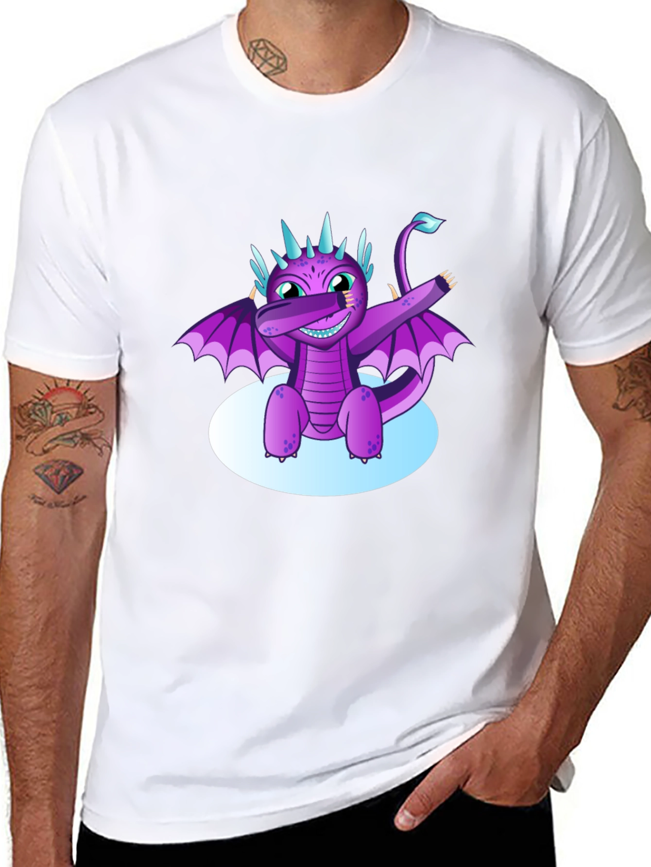 Dabbing Dragon Graphic Tee - Cool Black T-Shirt