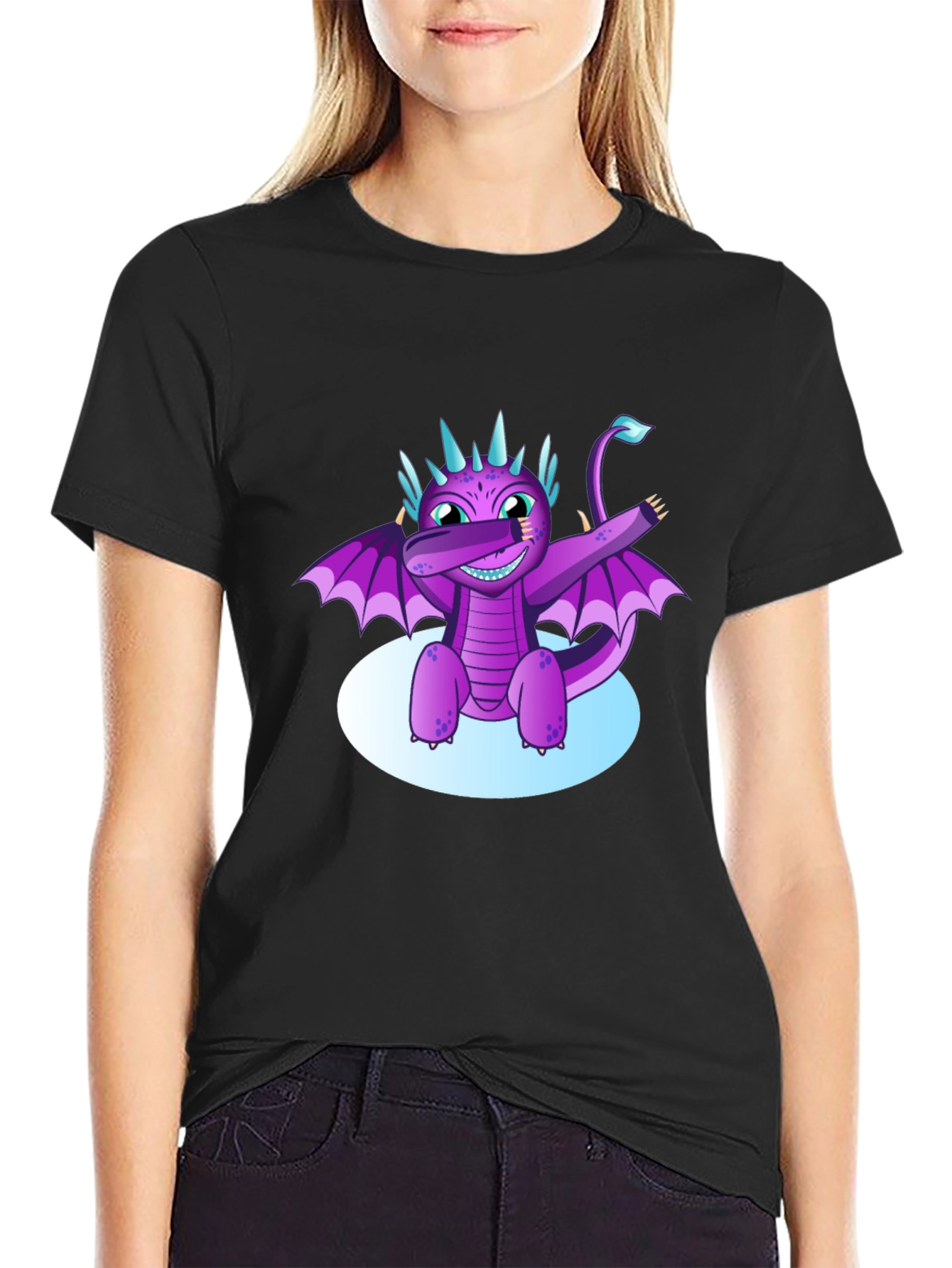 Dabbing Dragon Graphic Tee - Cool Black T-Shirt