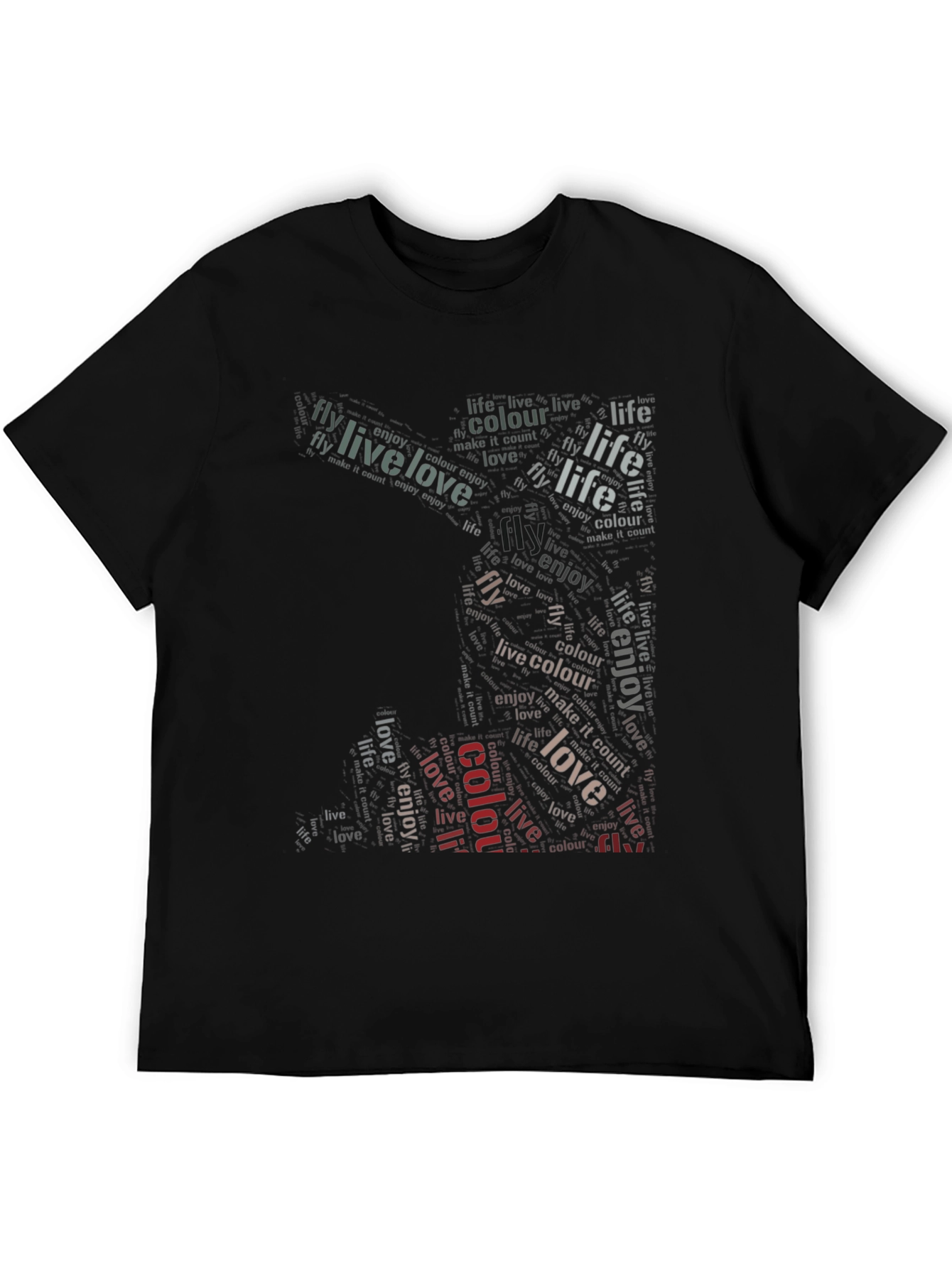 Live Love Fly Graphic Print Black T-Shirt