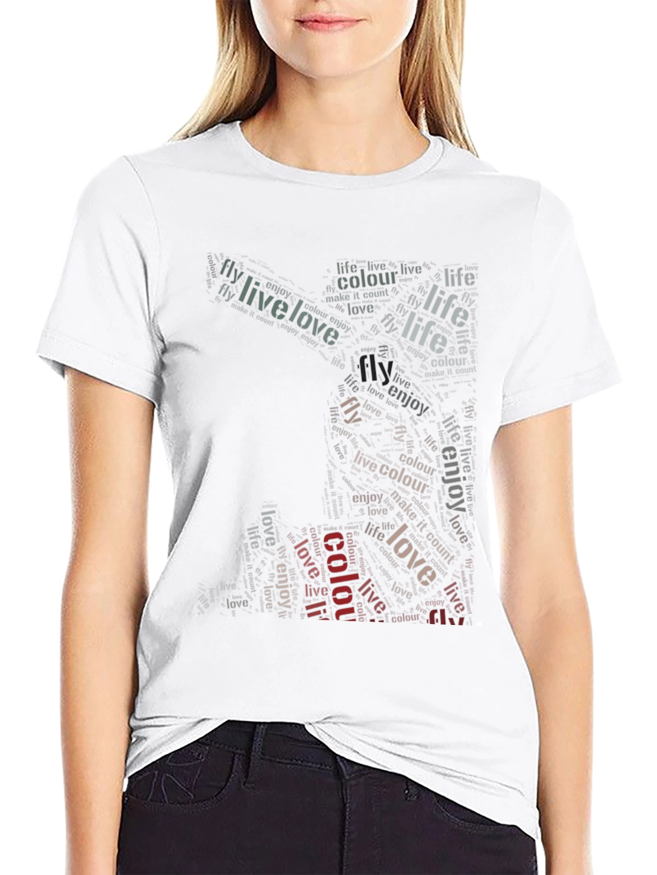 Live Love Fly Graphic Print Black T-Shirt