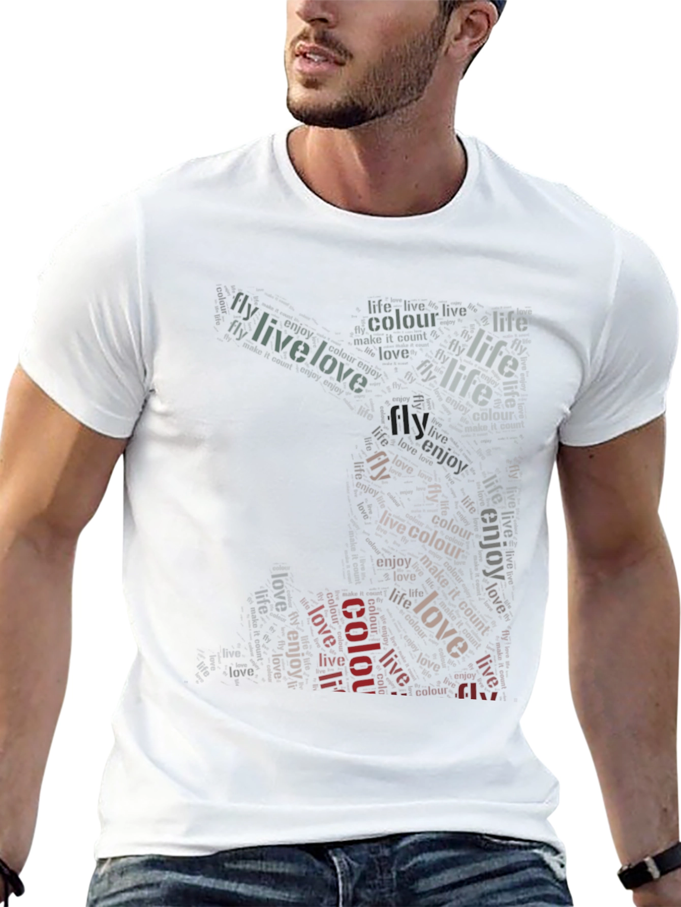 Live Love Fly Graphic Print Black T-Shirt