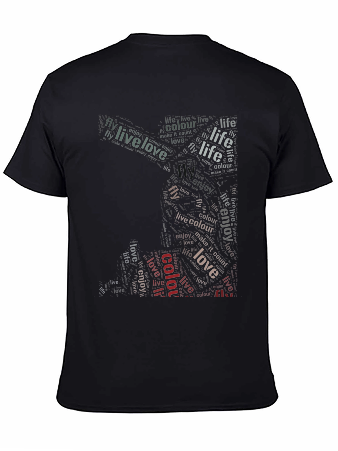 Live Love Fly Graphic Print Black T-Shirt