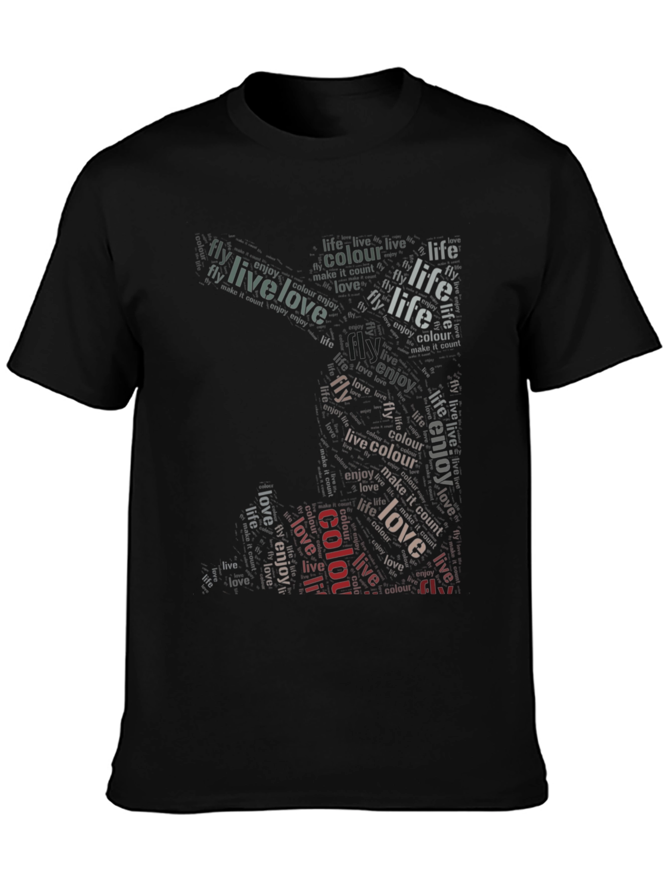 Live Love Fly Graphic Print Black T-Shirt