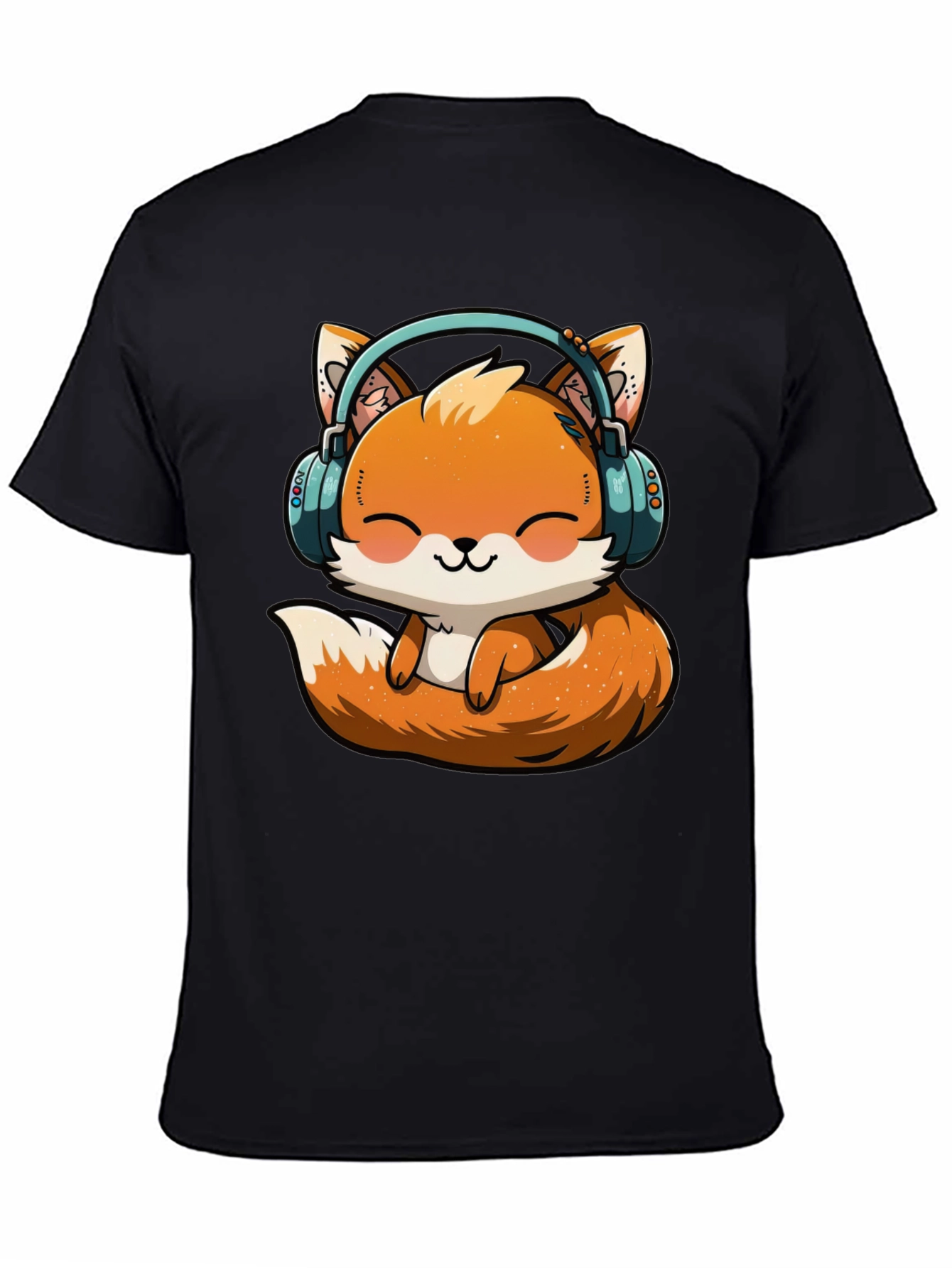 Cute Fox with Headphones Graphic T-Shirt