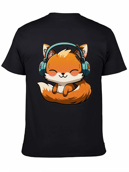 Cute Fox with Headphones Graphic T-Shirt