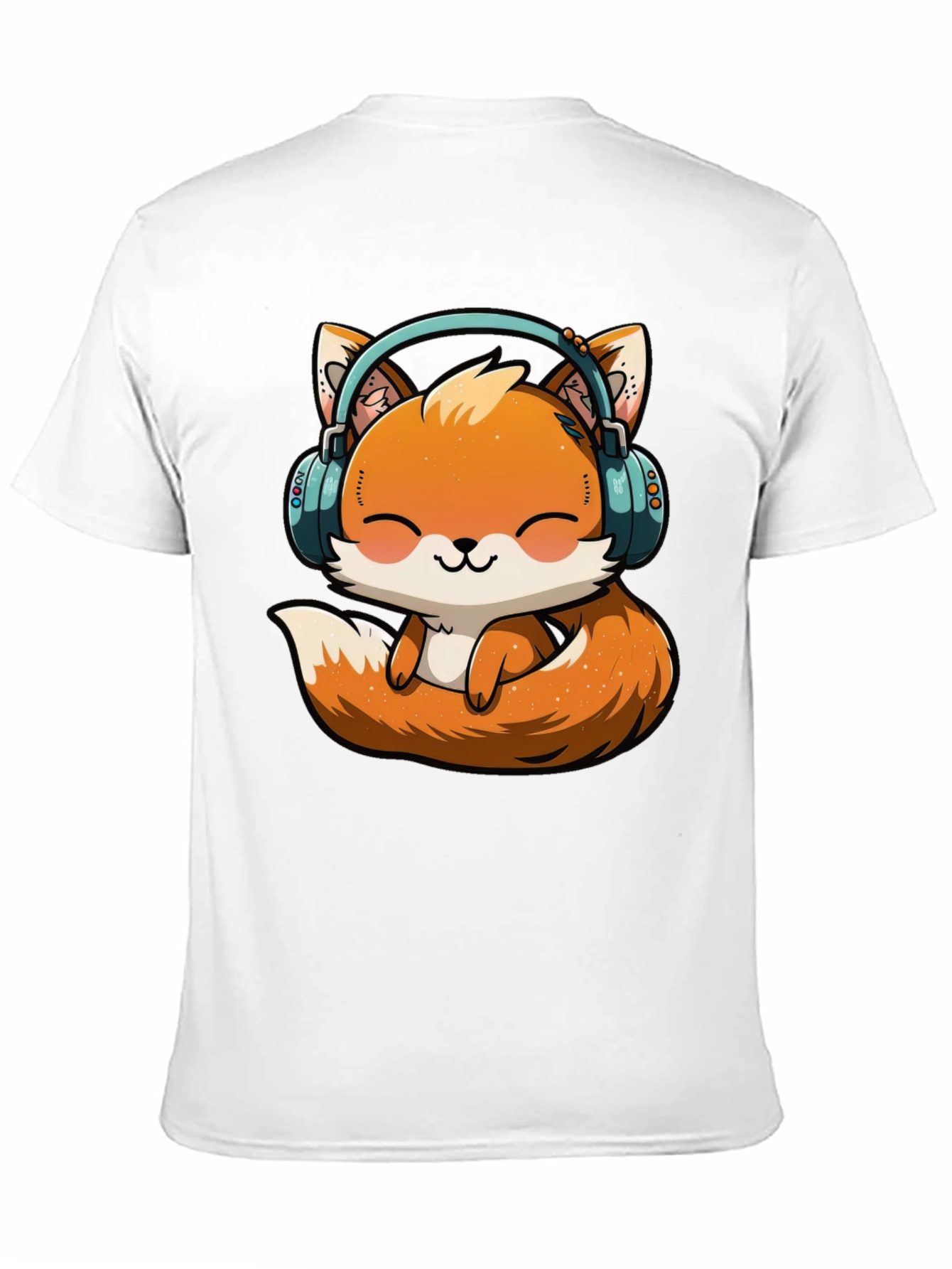 Cute Fox with Headphones Graphic T-Shirt