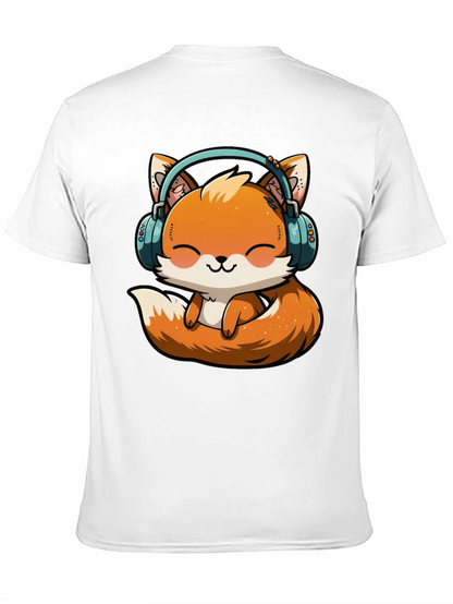 Cute Fox with Headphones Graphic T-Shirt