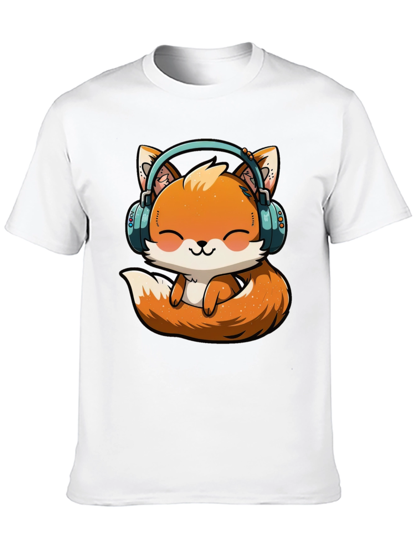 Cute Fox with Headphones Graphic T-Shirt