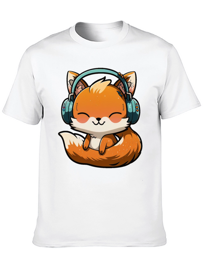 Cute Fox with Headphones Graphic T-Shirt