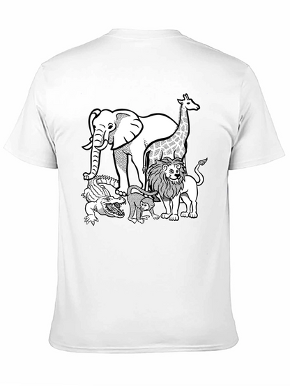 Zoo Animals Graphic Tee - Black Cotton T-Shirt