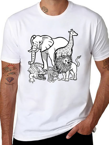 Zoo Animals Graphic Tee - Black Cotton T-Shirt