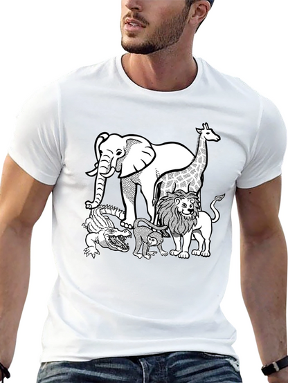 Zoo Animals Graphic Tee - Black Cotton T-Shirt