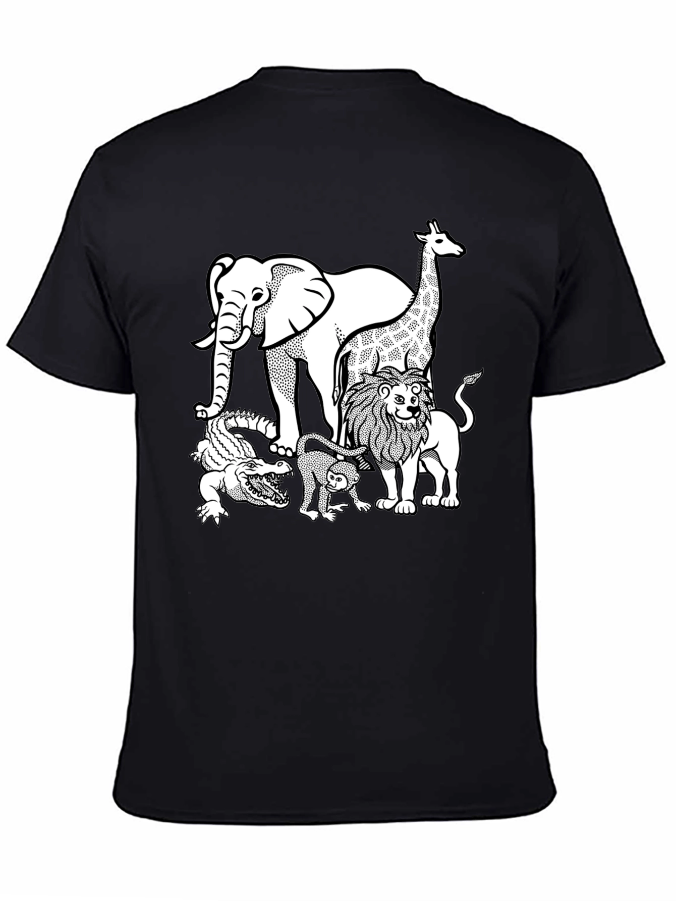 Zoo Animals Graphic Tee - Black Cotton T-Shirt