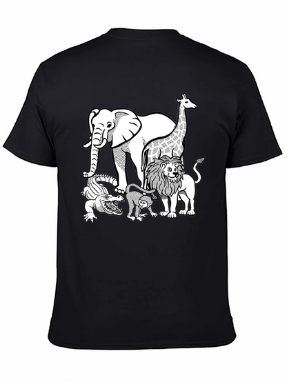 Zoo Animals Graphic Tee - Black Cotton T-Shirt